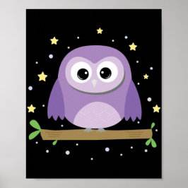 Cute uggla på natten poster