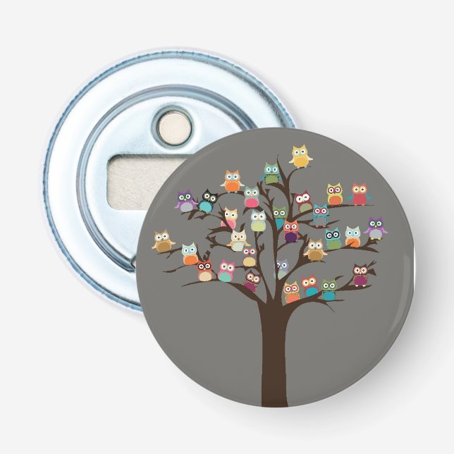 Cute Uggla på Träd | Bakgrund Flasköppnare (Framsidan)