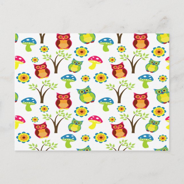 Cute Uggla på Träd Vykort (Framsida)