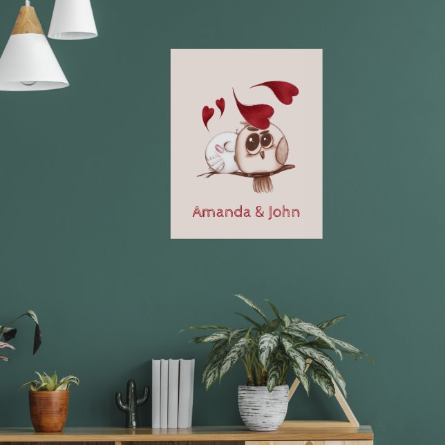 Cute Uggla par Namn Personlig Poster (Vardagsrum 1)