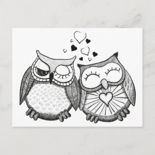 Cute uggla par vykort