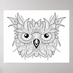 Cute Uggla Porträtt Doodle 2 Poster