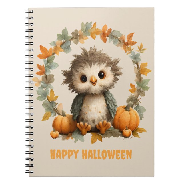 Cute Uggla Pumpkin Happy halloween Design Anteckningsbok (Framsidan)