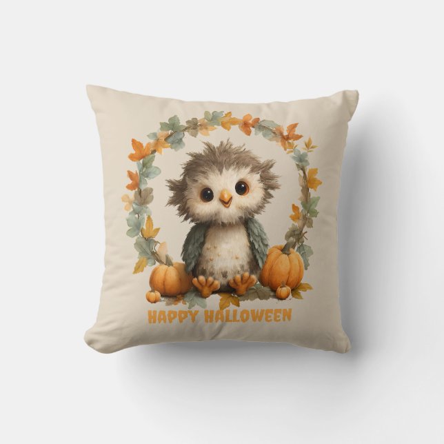 Cute Uggla Pumpkin Happy halloween Design Kudde (Framsida)