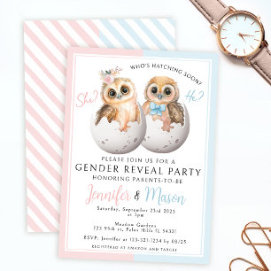 Cute uggla rosa blue gender visar partiinbjudan inbjudningar