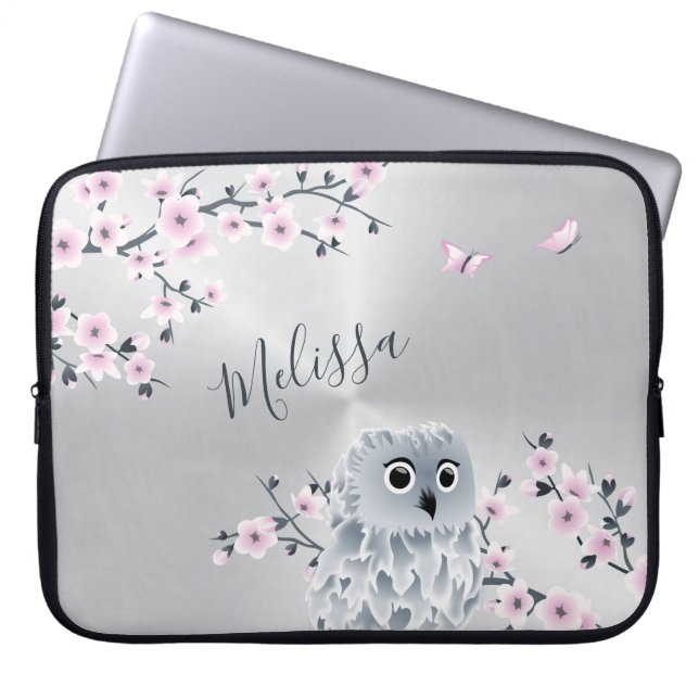 Cute Uggla Rosa Silver Monogram Laptop Sleeve (Framsidan)