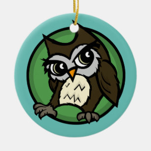 CUTE UGGLA ROUND CERAMIC CHRISTMAS HELGDAG ORNATIO JULGRANSPRYDNAD KERAMIK