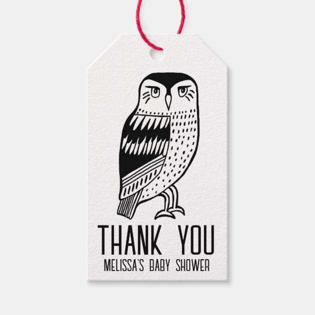 Cute Uggla Simple BABY SHOWER ANPASSNINGSBAR Tack  Presentetikett (Framsidan)