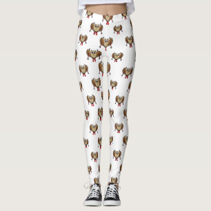 Cute Uggla Skiing Tecknad Leggings