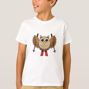 Cute Uggla Skiing Tecknad T Shirt