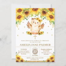 Cute Uggla Solros Blommigt Christening Baptism Gir