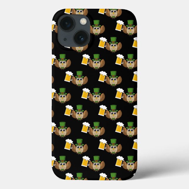 Cute Uggla som dricker öl St patrick's day Mönster (Baksida)