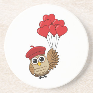 Cute Uggla som flyger med hjärtballonger Underlägg