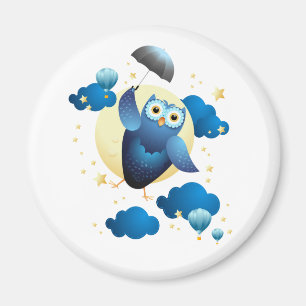 Cute Uggla som flyger med paraplyer Magnet