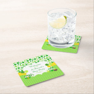 Cute Uggla St patrick's day Party Underlägg Papper Kvadrat