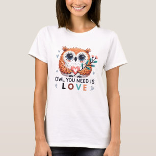 Cute Uggla T-Shirt med KÄRLEK-meddelande om uppvär