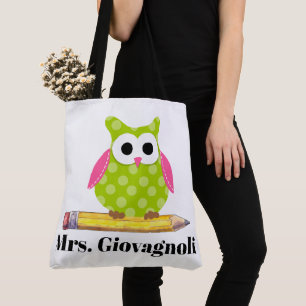 Cute Uggla Teacher Tote - se tillbaka! Tygkasse