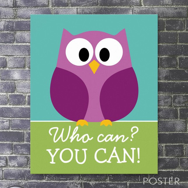 Cute Uggla Teckning - vem kan du göra? Poster (Custom Classroom Poster)