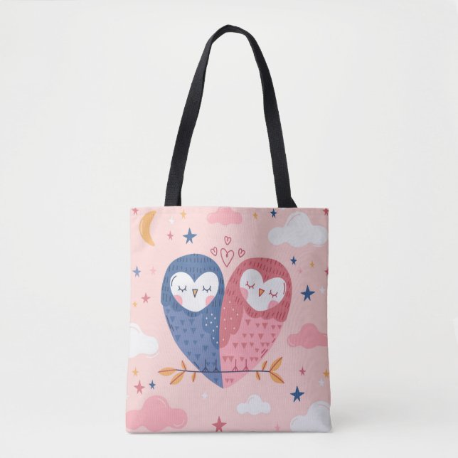 Cute Uggla Tote Bag Tygkasse (Framsida)