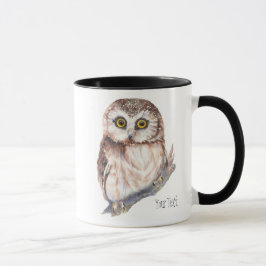 Cute Uggla,Watercolor Bird Nature, Mugg