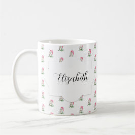 Cute Uggla Watercolor Mönster Monogramme Kaffemugg