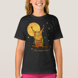 Cute Uggla Watercolor Stil Namn-skolåret på baksid T Shirt