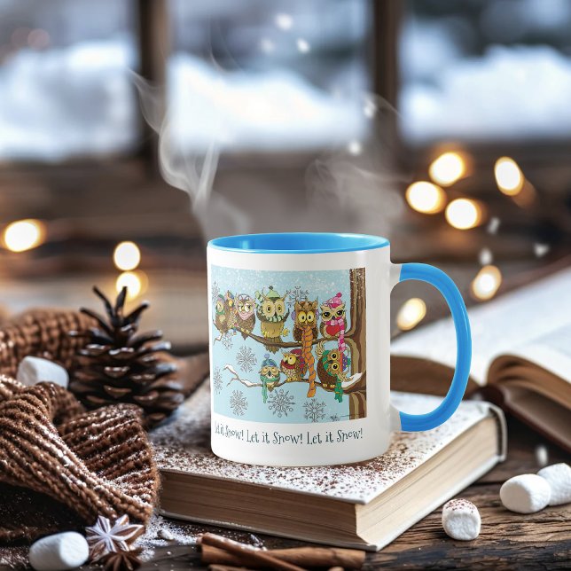 Cute Uggla Winter Snöflingor Mugg (Skapare uppladdad)