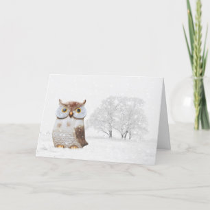 Cute Uggla Wintry Snö jul Helgkort