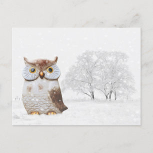 Cute Uggla Wintry Snö-julkort Helgdag Helg Vykort