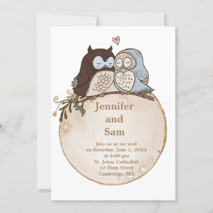 Cute Uggla Woodland Rustic Wedding bjudande Inbjudningar