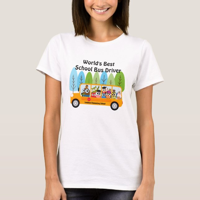 Cute Uggla World's Best School Buss Driver T-shirt (Framsida)