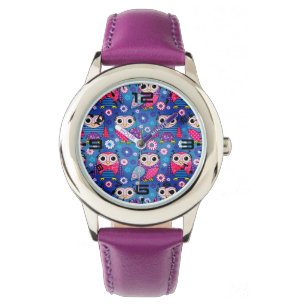 Cute Ugglor och blommor Armbandsur