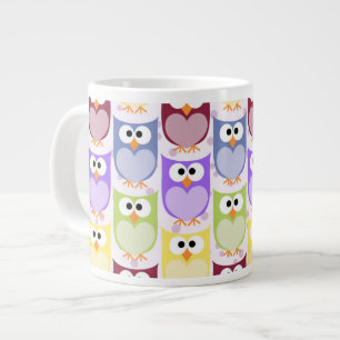 Cute Ugglor, Uggla Mönster, Baby, Ugglor,, färgsta Jumbo Mugg