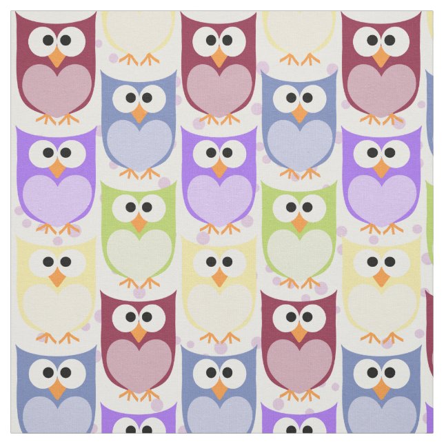 Cute Ugglor, Uggla Mönster, Baby, Ugglor,, färgsta Tyg (Provkarta)