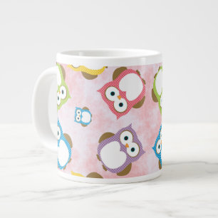 Cute Ugglor, Uggla Mönster, Colorful Ugglor, Baby Jumbo Mugg
