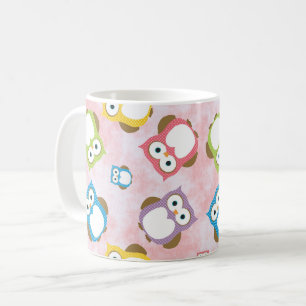 Cute Ugglor, Uggla Mönster, Colorful Ugglor, Baby Kaffemugg