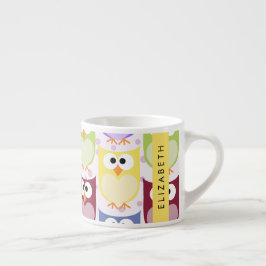 Cute Ugglor, Uggla Mönster, Colorful Ugglor, ditt  Espressomugg