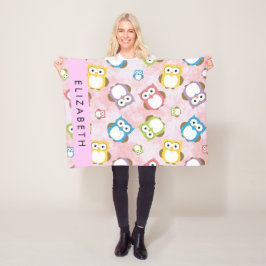 Cute Ugglor, Uggla Mönster, Colorful Ugglor, ditt  Fleecefilt