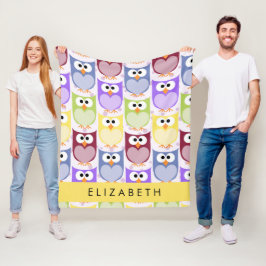 Cute Ugglor, Uggla Mönster, Colorful Ugglor, ditt  Fleecefilt