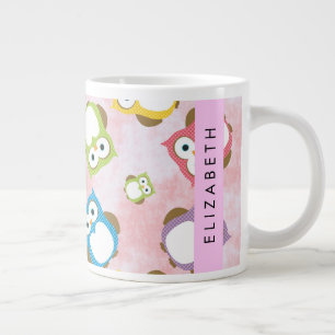 Cute Ugglor, Uggla Mönster, Colorful Ugglor, ditt Jumbo Mugg