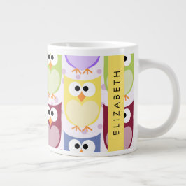 Cute Ugglor, Uggla Mönster, Colorful Ugglor, ditt  Jumbo Mugg