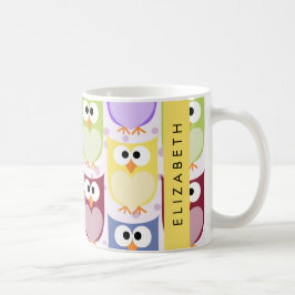 Cute Ugglor, Uggla Mönster, Colorful Ugglor, ditt  Kaffemugg