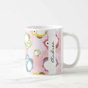 Cute Ugglor, Uggla Mönster, Colorful Ugglor, ditt Kaffemugg