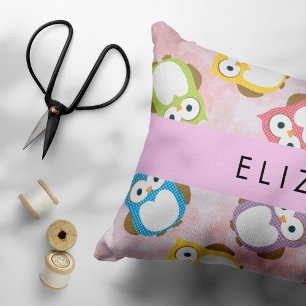Cute Ugglor, Uggla Mönster, Colorful Ugglor, ditt Prydnadskudde