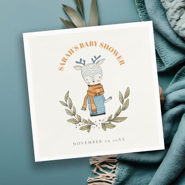 Cute Ugly Sweater Löv Winter Reindeer Baby Shower Pappersservett (Skapare uppladdad)