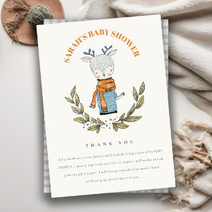 Cute Ugly Sweater Löv Winter Reindeer Baby Shower Tack Kort