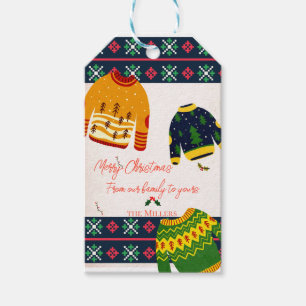 Cute Ugly Sweater Mönster God jul Presentetikett