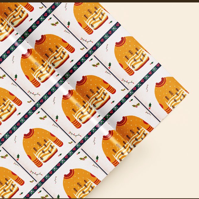 Cute Ugly Sweater Mönster julgåva Presentpapper (Cute Ugly Sweater Pattern Christmas Gift Wrapping Paper)