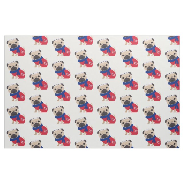 Cute UK Pugs Tyg (Fat Quarter)