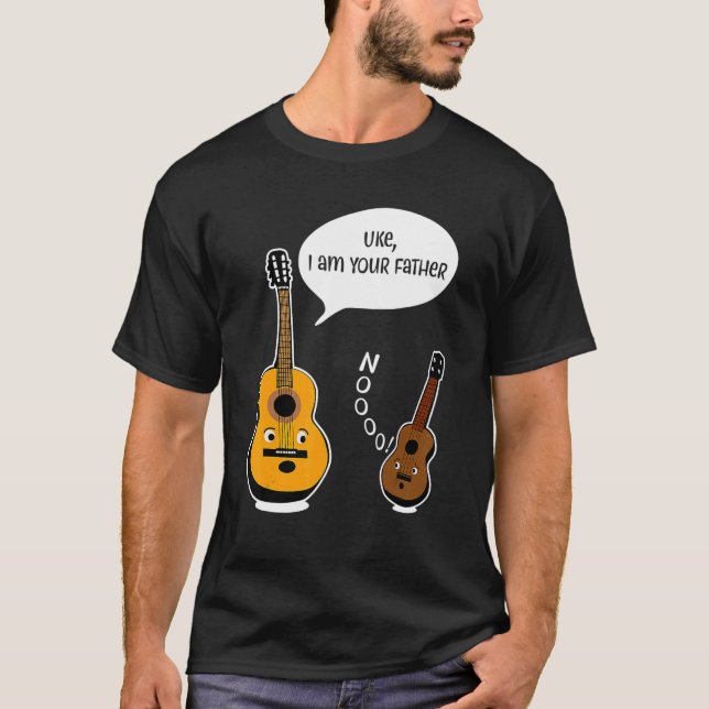 Cute Uke I är din Far I Ukulele Guitar T Shirt (Framsida)